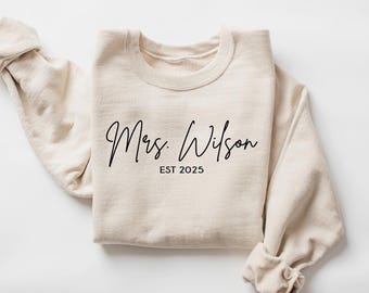 Custom Mrs Sweatshirt, Mrs Personalized Last Name Sweatshirt, Bride to be Gift, Custom Bridal Gift, Future Mrs, Gift for Bride, Wedding Gift