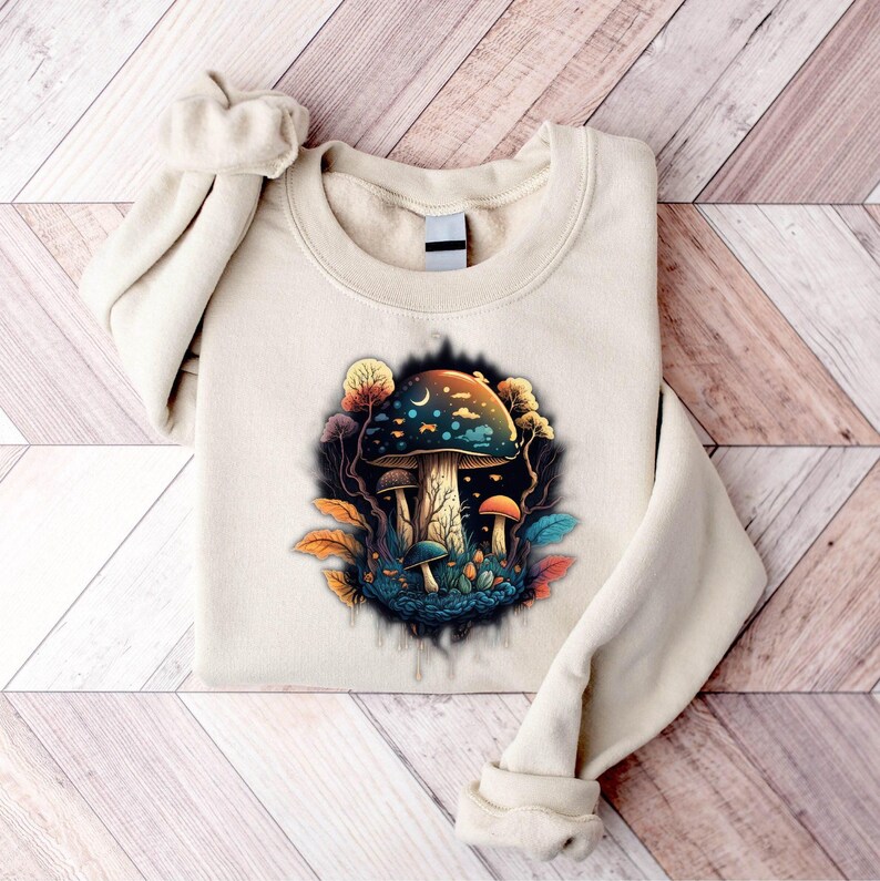 Cottagecore Mushrooms Sweatshirt, Aesthetic Mushroom Shirt, Goblincore Shirt, Nature Lover Gift, Mushroom Lover Shirt, Dark Academia Shirt Bild 2