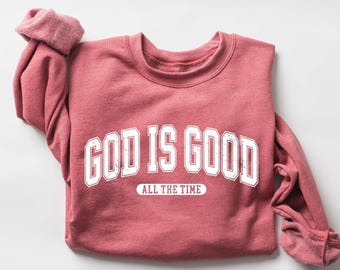 Retro Christian Sweatshirt, God Is Good All The Time, Christian Christmas Shirt, Faith Sweatshirt, Womens Christian Gift, Nativity Scene