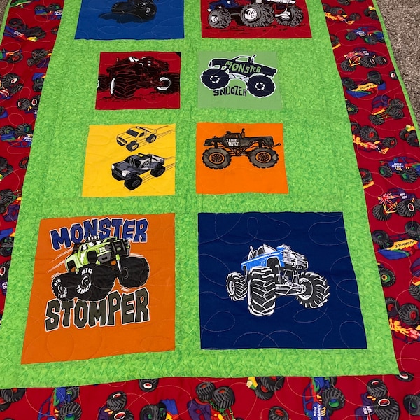 Monster Truck Quilt Etsy