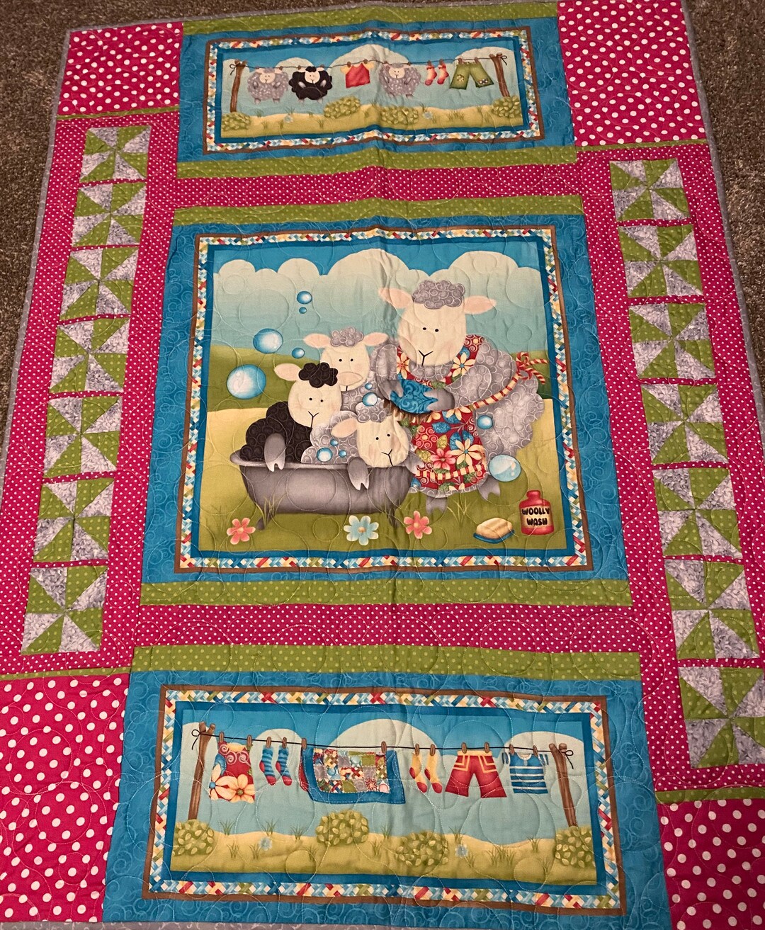 Baby Wooly Wash Sheep Quilted Toddler Blanket Quilt 8493 Etsy