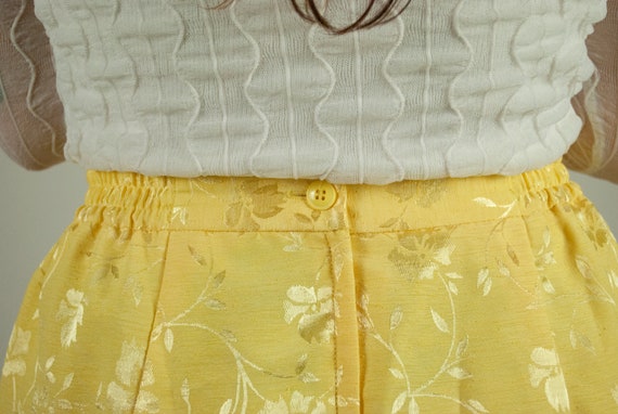 Light Yellow Floral Maxi Skirt / Vintage 90s Shin… - image 7