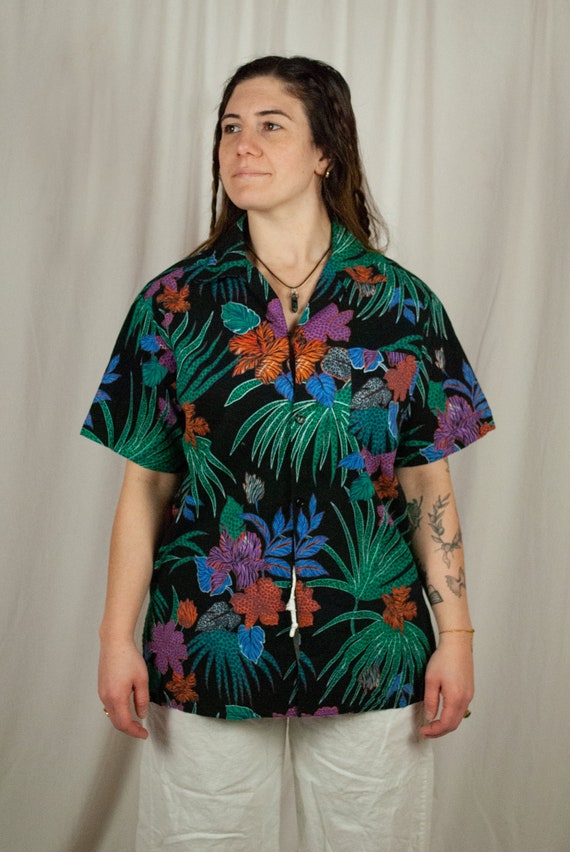 Leopard Print Hawaiian Shirt / Vintage 80s 90s Y2… - image 2