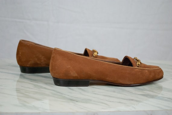 Camel Brown Leather Loafers / Size 5.5 Vintage 90… - image 6