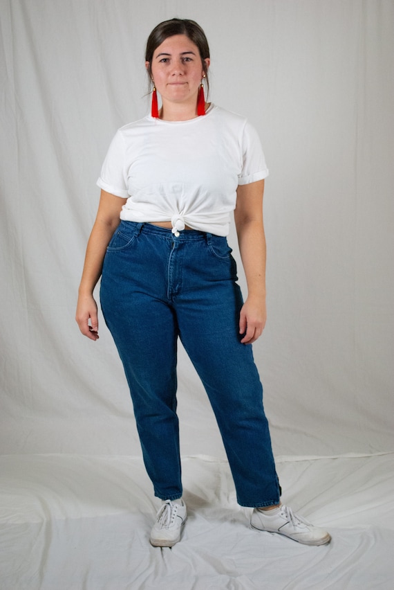 Medium Wash Mom Jeans / Vintage 80s High Waist Denim Jeans 