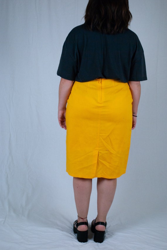 High Waist Cotton Skirt / Vintage 80s Marigold Ye… - image 5