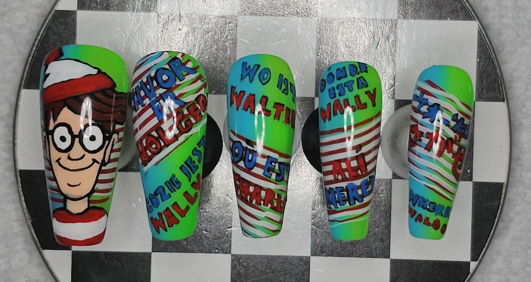 Where's Waldo Presson Nails impressonisms Etsy