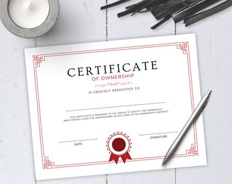 BDSM Ownership Certificate + Contract / Printable / Great gift for boyfriend, husband, Master, Valentine's Day