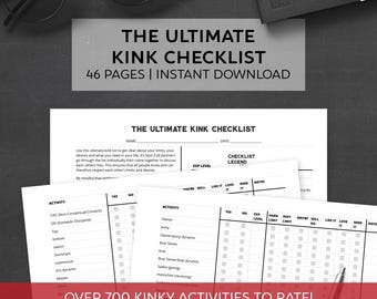 The Ultimate Kink Checklist for Submissives / 712 Kinky Activities to Rate / Discipline / BDSM / Instant Download