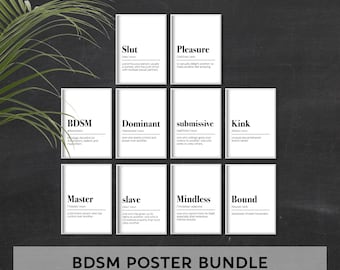 Afdrukbare BDSM 10-printbundelset / Digitale print / Home Office Decor / Kinky muurkunst