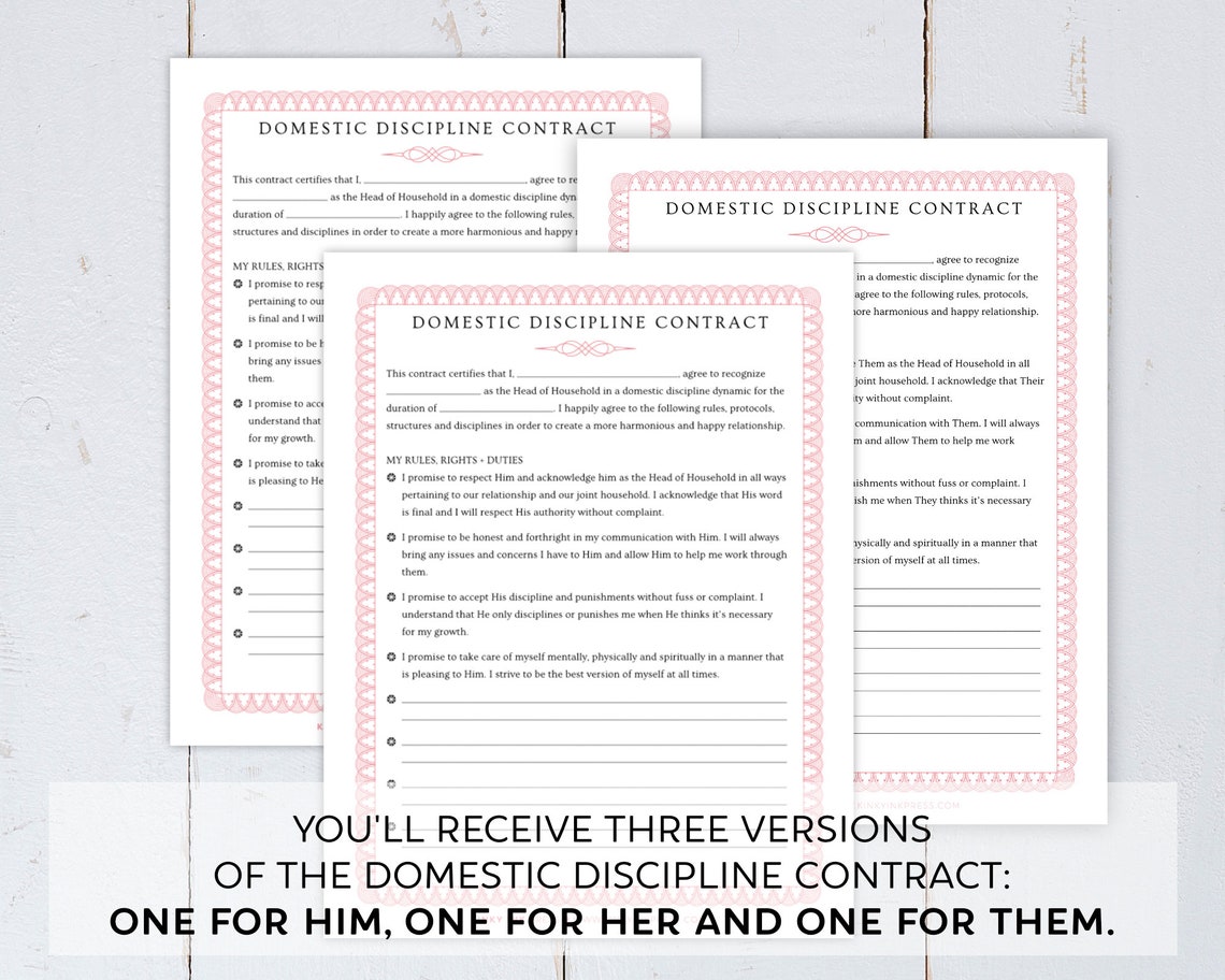 Domestic Discipline Certificate + Contract / Printable - Etsy