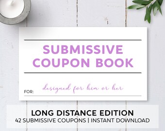 Long Distance Edition / Submissive Coupons / Printable / BDSM / Great gift for boyfriend, husband, Master, Valentine's Day