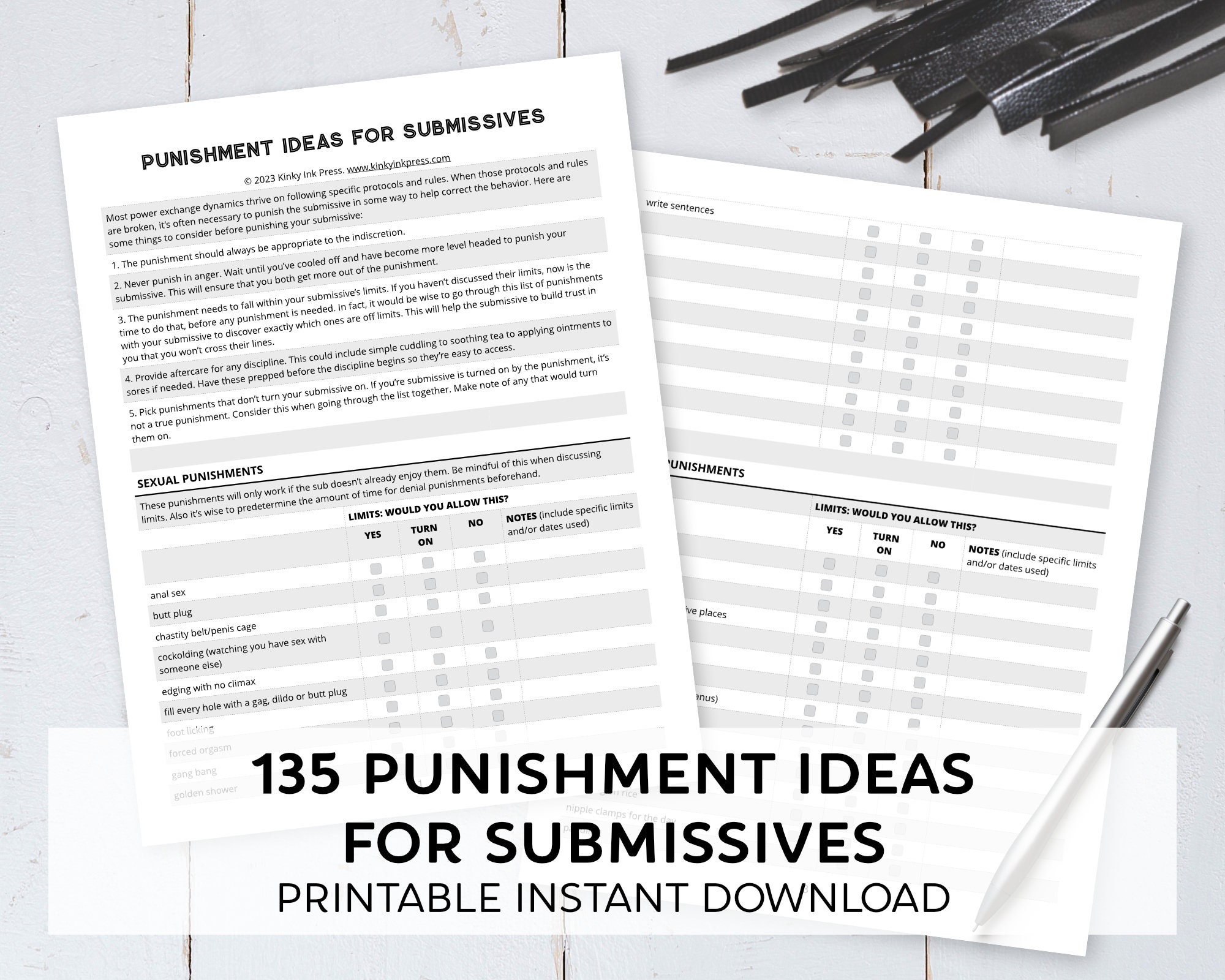 135 Punishment Ideas for Submissives List / Discipline / BDSM / Instant