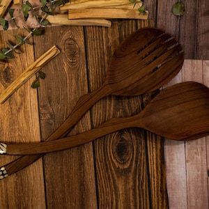 Kenyan Wooden Serving Utensils with ceramic details