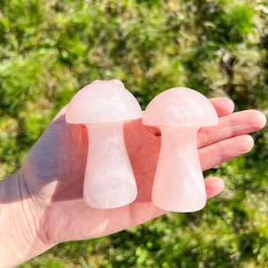 Rose Quartz Mushroom, Mushroom Carving, Polished Rose Quartz
