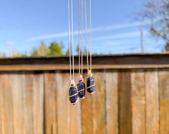 Blue Goldstone Point Necklace