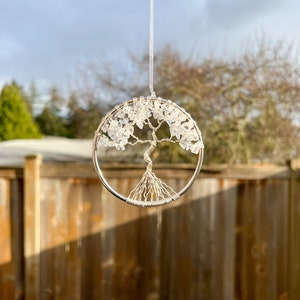 Clear Quartz Tree of Life Ornament, Crystal Car Charm, Tree of Life Crystal Hanging, Crystal Ornament