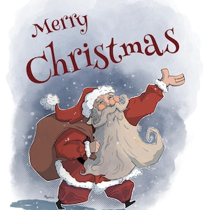 Santa Claus Illustration – Festive Holiday Art Print