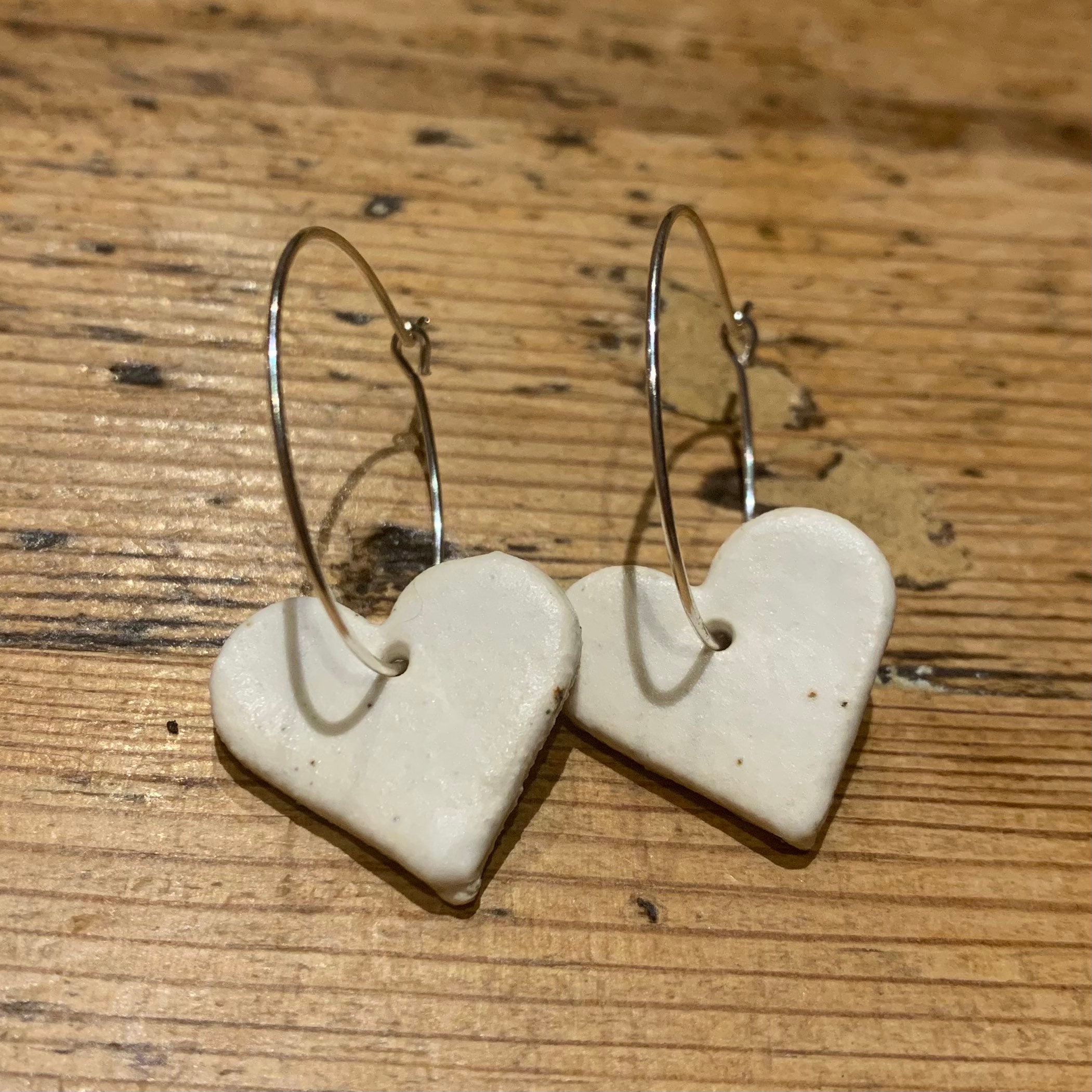 Matte White Ceramic Heart Hoop Earrings Sterling Silver Plated - Etsy Matte White Ceramic Heart Hoop Earrings Sterling Silver Plated - Etsy