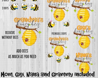 Custom Personalized Grandma's Honey Bees png Sublimation Design, Digital download, sublimation graphics, Grandma's beehive, Bee png