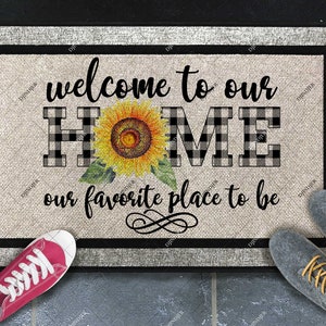 Welcome to our home Sunflower sublimation design PNG buffalo plaid sublimation graphics instant digital download sublimation designs