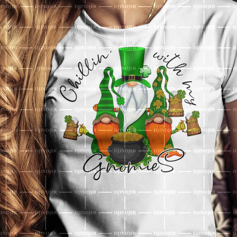 St Patrick Gnome PNG sublimation design Chillin with my Gnomies Sublimation designs download St Patricks Day Gnomes DTG print