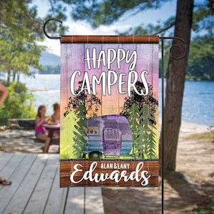 Camping Flag Sublimation Design, Happy Campers Campsite Flag sublimation DIGITAL DOWNLOAD, Sublimation Template, Our Happy Place