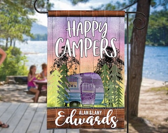 Camping Flag Sublimation Design, Happy Campers Campsite Flag sublimation DIGITAL DOWNLOAD, Sublimation Template, Our Happy Place