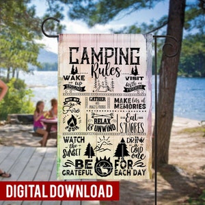 Camping Rules Camping Flag Sublimation Design Flag sublimation DIGITAL DOWNLOAD Sublimation Template Our Happy Place