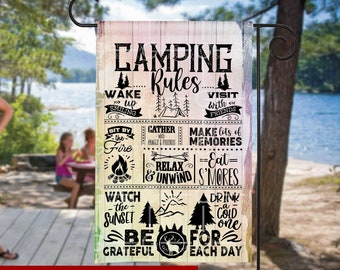 Camping Rules Camping Flag Sublimation Design Flag sublimation DIGITAL DOWNLOAD Sublimation Template Our Happy Place