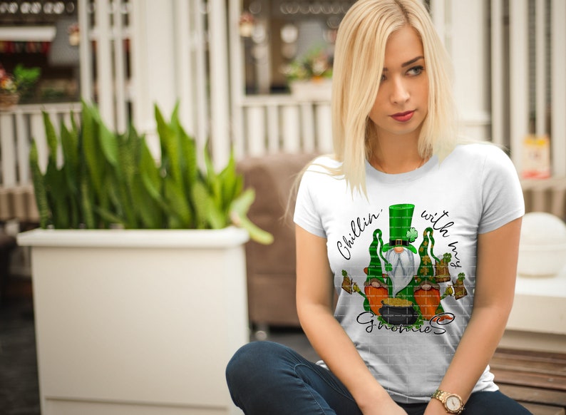 St Patrick Gnome PNG sublimation design Chillin with my Gnomies Sublimation designs download St Patricks Day Gnomes DTG print