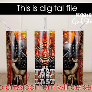 Firefighter USA Flag, Skinny Tumbler 20oz Wrap, Tumbler Template 20oz, Sublimation Waterslide, PNG Digital Designs Download