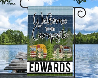 Camping Flag Sublimation Design Welcome To Our Campsite DIGITAL DOWNLOAD Sublimation Template Direct to garment Sublimation designs