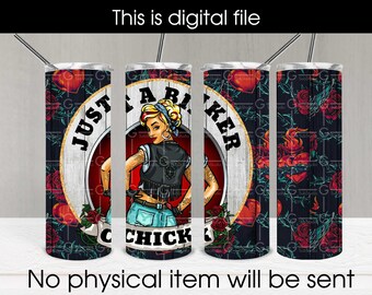 Just a biker Chick 20 oz Skinny Tumbler, Sublimation Design, Digital Download PNG, Instant DIGITAL ONLY straight