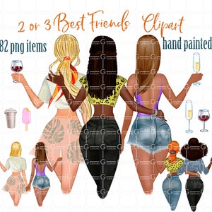 Best friends clipart Personalized Besties cocktails fashion girls clipart digital clipart soul sisters clipart customizable clipart PNG