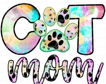 Cat Mom PNG Digital Download T-shirt design Sublimation Designs Downloads Clip Art dtg print cat lover gift cat mom design