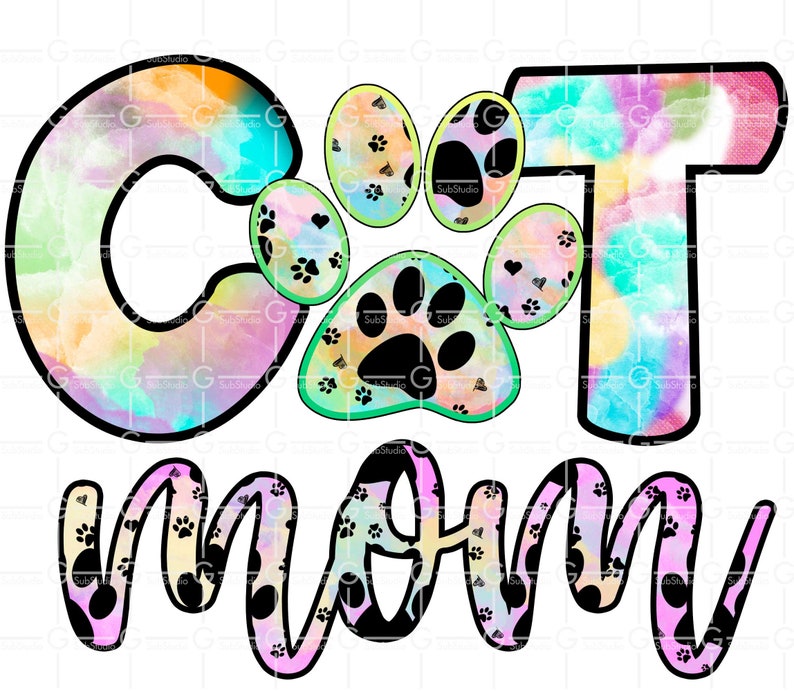 Cat Mom PNG Digital Download T-shirt design Sublimation Designs Downloads Clip Art dtg print cat lover gift cat mom design
