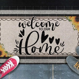 Welcome to our home Doormat sublimation design PNG,  sunflower sublimation graphics digital download sublimate designs, DTG print