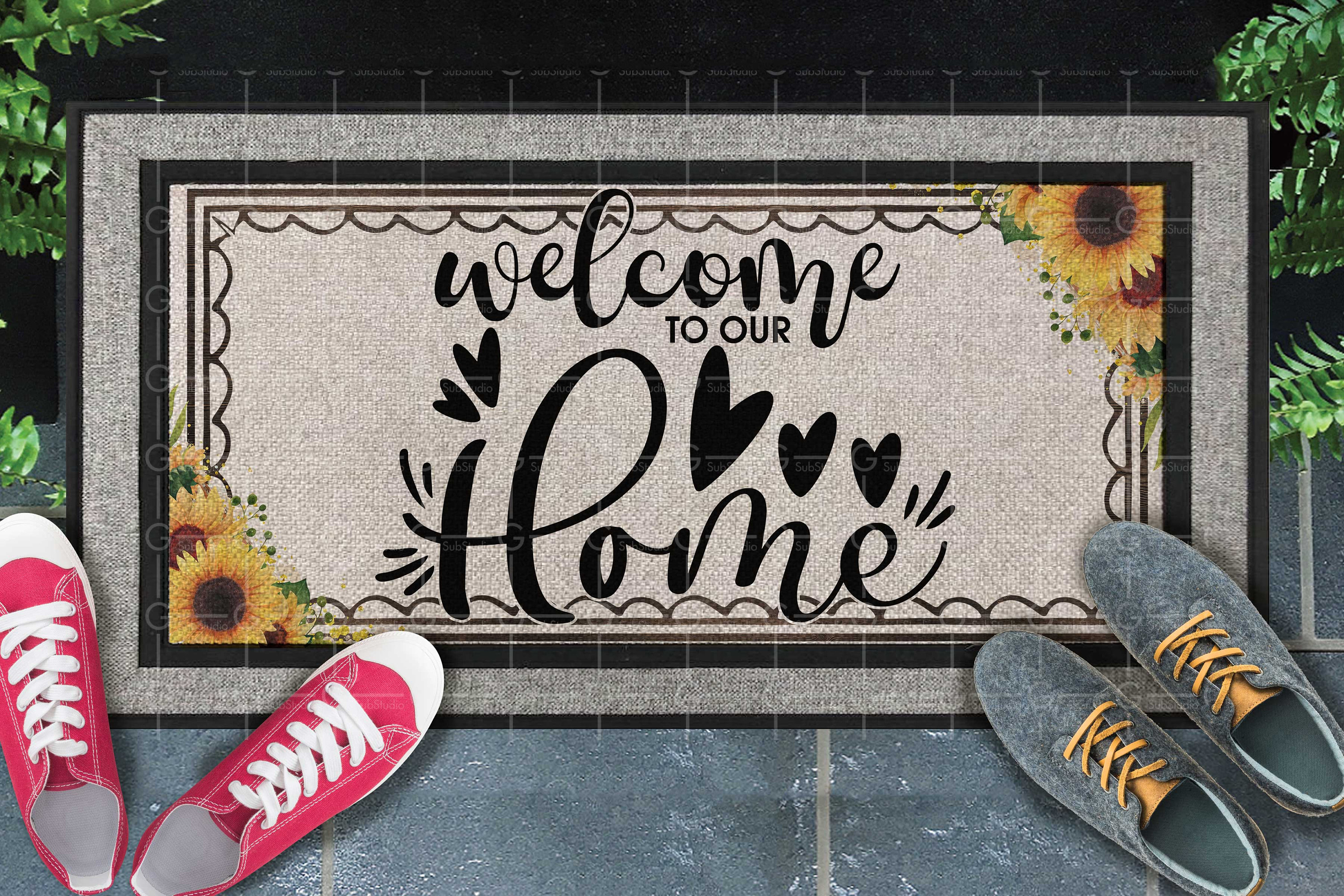 to our home Doormat sublimation design PNG sunflower Etsy