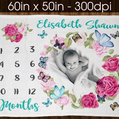 Baby Milestone Blanket Digital Design for Sublimation DTG Etsy