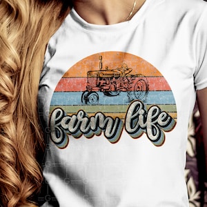 Retro vintage Farm Life Farming Tractor Family Farmer PNG, fichiers PNG pour sublimation, téléchargements de modèles de sublimation, téléchargement numérique, DTG