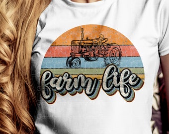 Retro Vintage Farm Life Farming Tractor Family Farmer PNG, PNG files for sublimation, sublimation designs downloads, digital download, DTG