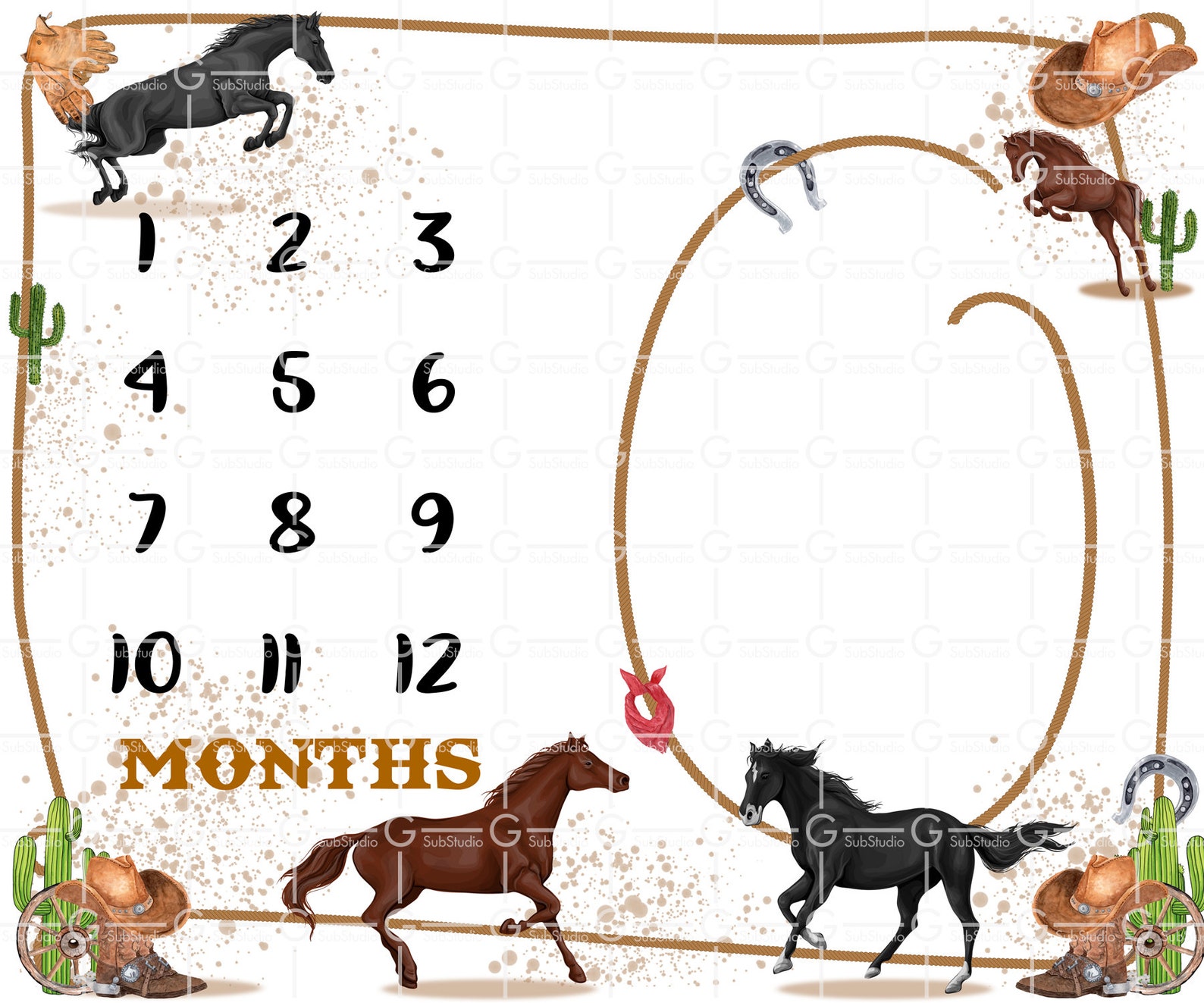 Western Baby Milestone Blanket Digital Design for Sublimation Etsy