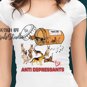 German Shepherd PNG sublimation designs download, Happy Pills, Antidepressants, German Shepherd Sublimation Design, German Shepherd Digital