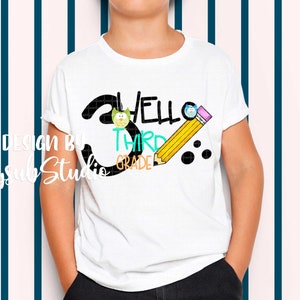 Hello 3rd grade sublimation file Back to school Third-grade clipart, PNG file for sublimation the first day of school 3rd grade printable
