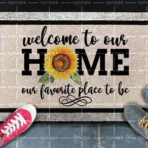 Welcome to our home Sunflower sublimation design PNG buffalo plaid sublimation graphics instant digital download sublimation designs