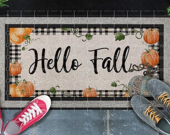 Hello fall Welcome Doormat sublimation design PNG welcome pumpkin sublimation graphics digital download sublimate designs DTG print