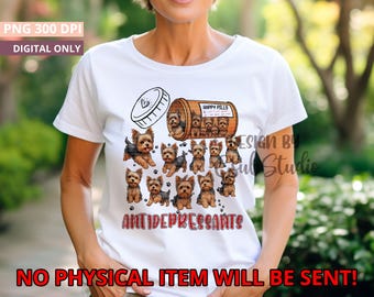 Yorkie Happy Pills PNG Funny Antidepressant Dog Sublimation Mental Health Humor Design