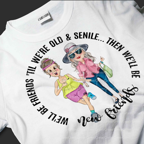 We'll Be Friends 'til We're Old And Senile png sublimation design, New Friends, Old friends Png, Sublimation graphics, pillow cover