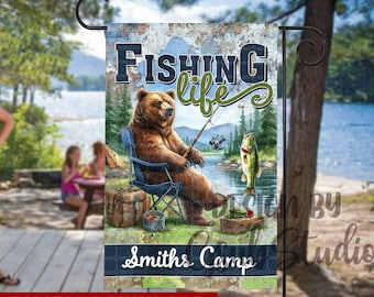 Fishing life Camping flag sublimation design Flag Design Garden flag Sublimation Digital Art Camp Flag welcome flag Garden décor